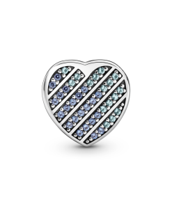 Blue Pavé Heart Clip Charm