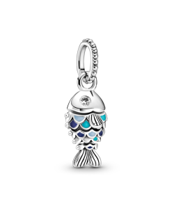 Blue Scaled Fish Dangle Charm