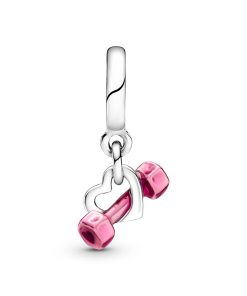 Dumbbell & Heart Dangle Charm