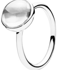 Silver ring with clear cubic zirconia