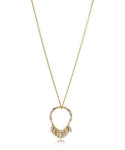 Seeds 14k Gold Plated  pendant with clear cubic zirconia and necklace