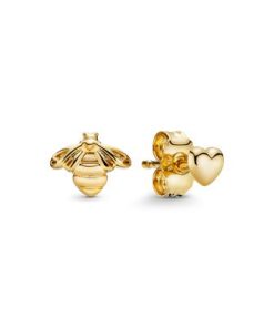 Bee and heart 14k Gold Plated stud earrings