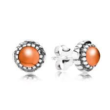 Silver stud earring. birthstone-July.  carnelian