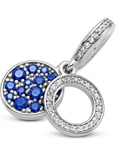 Sparkling Blue Disc Double Dangle Charm