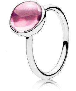 Silver ring with pink cubic zirconia