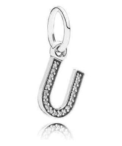 Letter U Silver Dangle